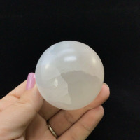 Satin Spar Selenite Crystal Sphere 2.16in 1901-171 White Clear Stone Cleansing