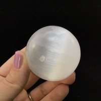 Satin Spar Selenite Crystal Sphere 2.16in 1901-171 White Clear Stone Cleansing