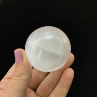 Satin Spar Selenite Crystal Sphere 2.12in 1901-170 White Clear Stone Cleansing