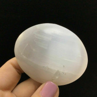 Selenite Crystal Palm Stone 69mm 1901-140 Mental Clarity White Stone Specimen