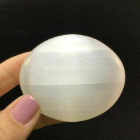 Selenite Crystal Palm Stone 67mm 1901-139 Mental Clarity White Stone Specimen