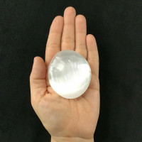 Selenite Crystal Palm Stone 66mm 1901-147 Mental Clarity White Stone Specimen