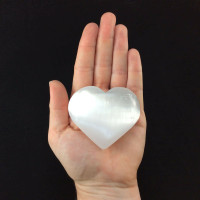 One (1) Natural Polished Satin Spar Selenite Crystal Heart 2.5 inch Specimen Min