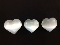 One (1) Natural Polished Satin Spar Selenite Crystal Heart 2.5 inch Specimen Min