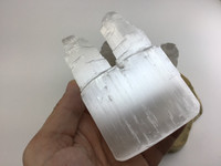 ONE (1) 4in Double Satin Spar Selenite Tower Rough Cleansing Crystal 011