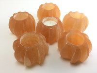 One (1) Orange Selenite Tea Candle Decor Energy Cleansing