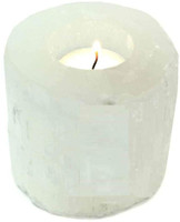 One (1) Natural White Selenite Candle 1.75lb Drilled 1.5in bore Tea Light