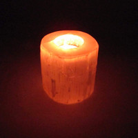 One (1) Natural White Selenite Candle 1.75lb Drilled 1.5in bore Tea Light