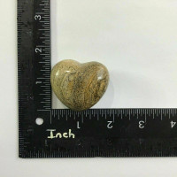 Picture Jasper Puffed Heart 44mm 1903-009 Brown Tan Stone