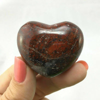 Natural Brecciated Jasper Puffed Heart 44mm 1903-040 Red Polished Stone