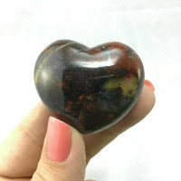 Natural Brecciated Jasper Puffed Heart 44mm 1903-035 Red Polished Stone