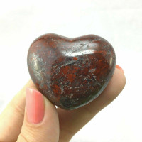 Natural Brecciated Jasper Puffed Heart 44mm 1903-036 Red Polished Stone