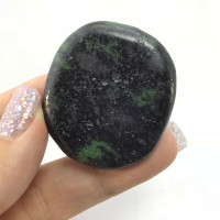 Green Black Zoisite Palm Smooth Stone 180624 44mm Crystal Mineral Specimen