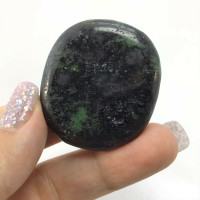 Green Black Zoisite Palm Smooth Stone 180624 44mm Crystal Mineral Specimen