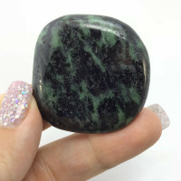 Green Black Zoisite Palm Smooth Stone 180623 43mm Crystal Mineral Specimen