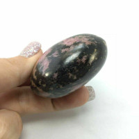 Rhodonite Smooth Palm Stone 180601 57mm Manganese Pink Black Metaphysical