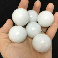 One (1) Natural White Jade Round Sphere 35mm Mineral Master Healer