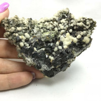 Calcite on Black Tourmaline Specimen Mineral Crystal 180g Metaphysical Healing