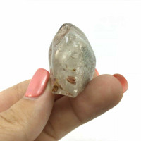 Amphibole Quartz Crystal Specimen 180606 42mm Polished Large Palm Stone Crystal