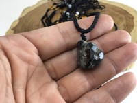 Black tourmaline with adjustable sizing black rope necklace crystal pendant jewe
