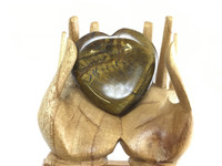 One (1) Golden Tiger's Eye Heart Thumb Palm Stone Pocket Energy 769