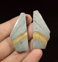 Triangular Jasper Cabochon Earring Pair 170801 Artist Supply Tan Gray Picture