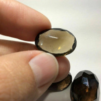 Three (3) Faceted Smoky Quartz Cabochon 170909 Oval Gemstone Jewelry