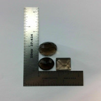 Three (3) Faceted Smoky Quartz Cabochon 170910 Rectangle Oval Gemstone Jewelry