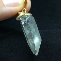 Clear Quartz Crystal Pendant 170804 with Gold Colored Metal Metaphysical