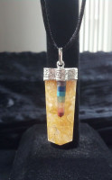 One (1) Orange Calcite Pendant with Chakra Stones Metaphysical Crystal 