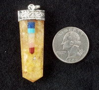 One (1) Orange Calcite Pendant with Chakra Stones Metaphysical Crystal 