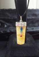 One (1) Orange Calcite Pendant with Chakra Stones Metaphysical Crystal 