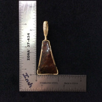 Wire Wrapped Ammolite Pendant 161001 Hand Crafted by Artist Fred Tunderman