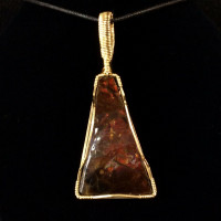 Wire Wrapped Ammolite Pendant 161001 Hand Crafted by Artist Fred Tunderman