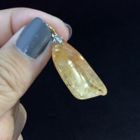 Rutilated Quartz Pendant 170804 with Gold Plated Metal Metaphysical Healing