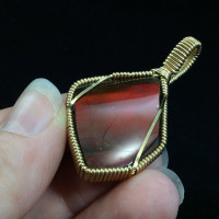 Wire Wrapped Ammolite Pendant 161003 Hand Crafted by Artist Fred Tunderman