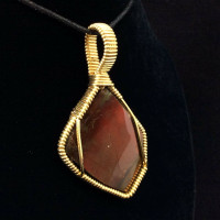 Wire Wrapped Ammolite Pendant 161003 Hand Crafted by Artist Fred Tunderman