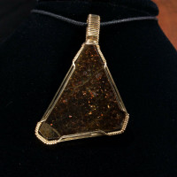 Wire Wrapped Ammolite Pendant 161004 Hand Crafted by Artist Fred Tunderman