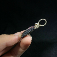 Wire Wrapped Rhodonite Stone Pendant Stone of Encompassing Love Metaphysical