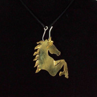 Handmade and Signed by Artist Rebecca McNary Gold Metal Horse Pendant