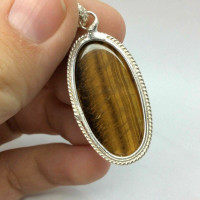 Golden Tiger's Eye Pendant Necklace Metaphysical Stone of Manifestation