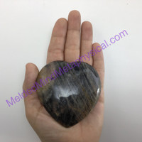 MeldedMind Large Black Moonstone Crystal Heart 77mm 7oz Healing Specimen 235