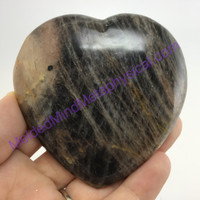 MeldedMind Large Black Moonstone Crystal Heart 77mm 7oz Healing Specimen 235