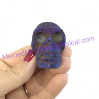 MeldedMind Titanium Coated Pyrite Skull 40mm 2oz Display Healing