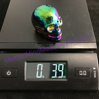MeldedMind254 Titanium Aura Carved Skull 42mm 3oz Display Decor Rainbow Energy