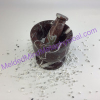 MeldedMind 4in Red Zebra Marble Mortar&Pestle Holistic Cooking Herb 665