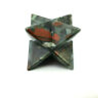 MeldedMind Bloodstone Merkaba Grey Red Merkaba 55mm 2.2in Geometric Solid 032