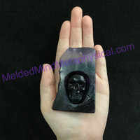 MeldedMind131 Carved Skull Small Fluorite Sculpture 79mm Holistic Altar Decor Cr