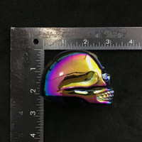 MeldedMind Titanium Aura Coated Quartz Carved Skull 74mm 8.92oz Display Decor Ra