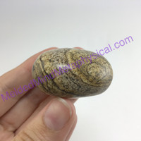 MeldedMind Natural Picture Jasper Puffed Heart 1.73in 44mm Brown Tan Stone 380